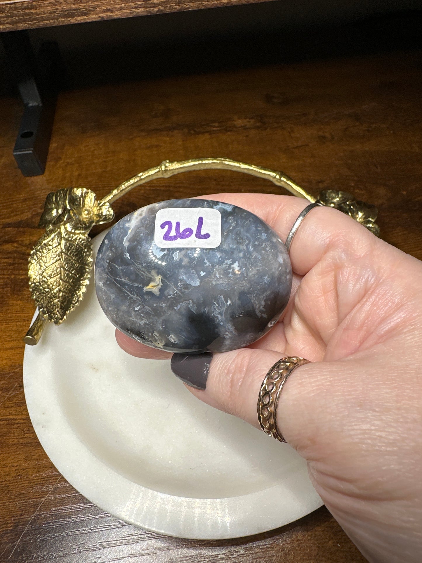 Blue Plume Agate Palm Stones
