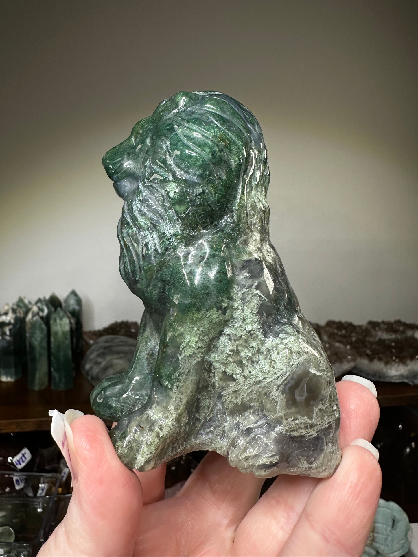Moss Agate Lion