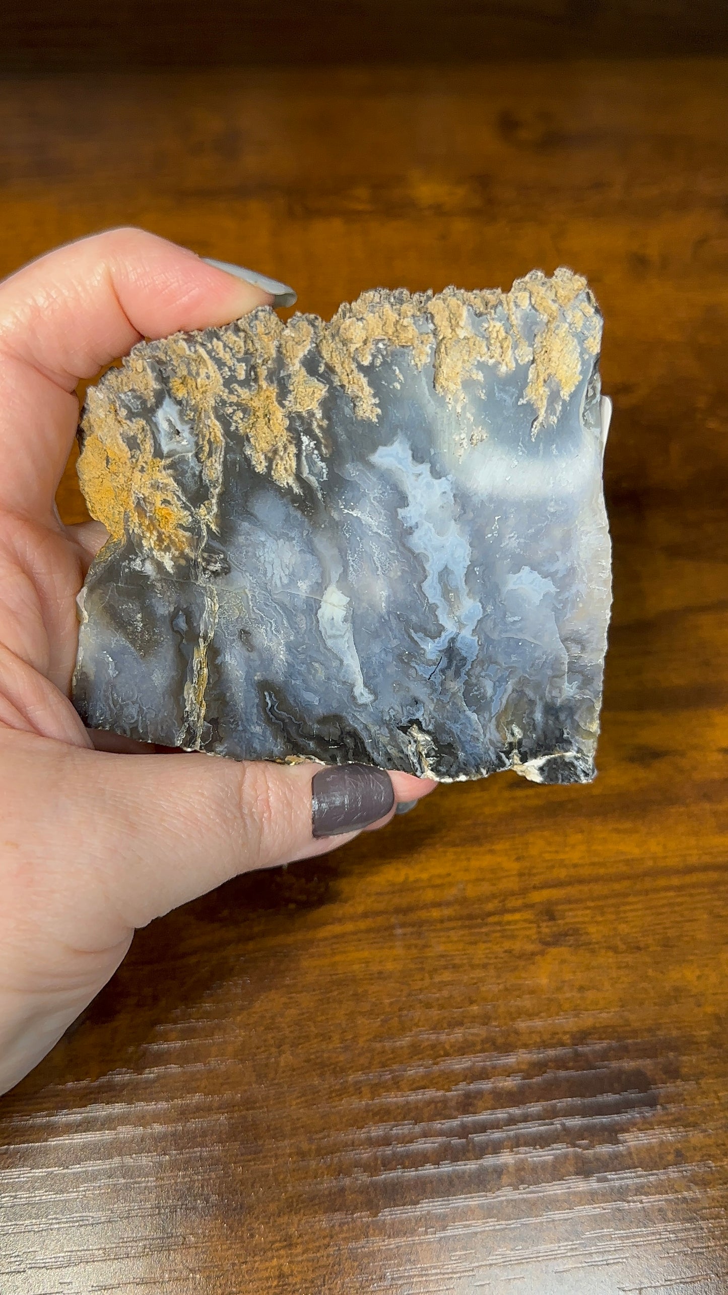 Blue Plume Agate Slab