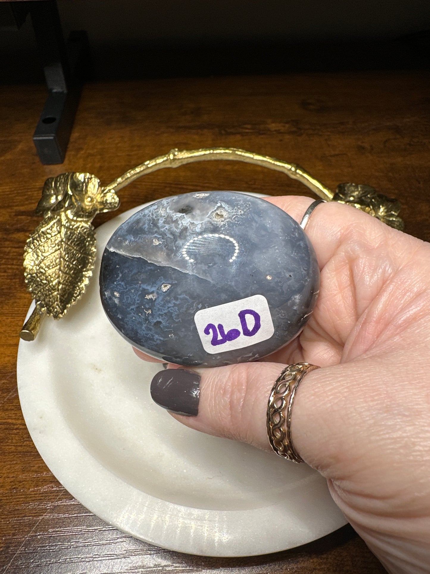 Blue Plume Agate Palm Stones