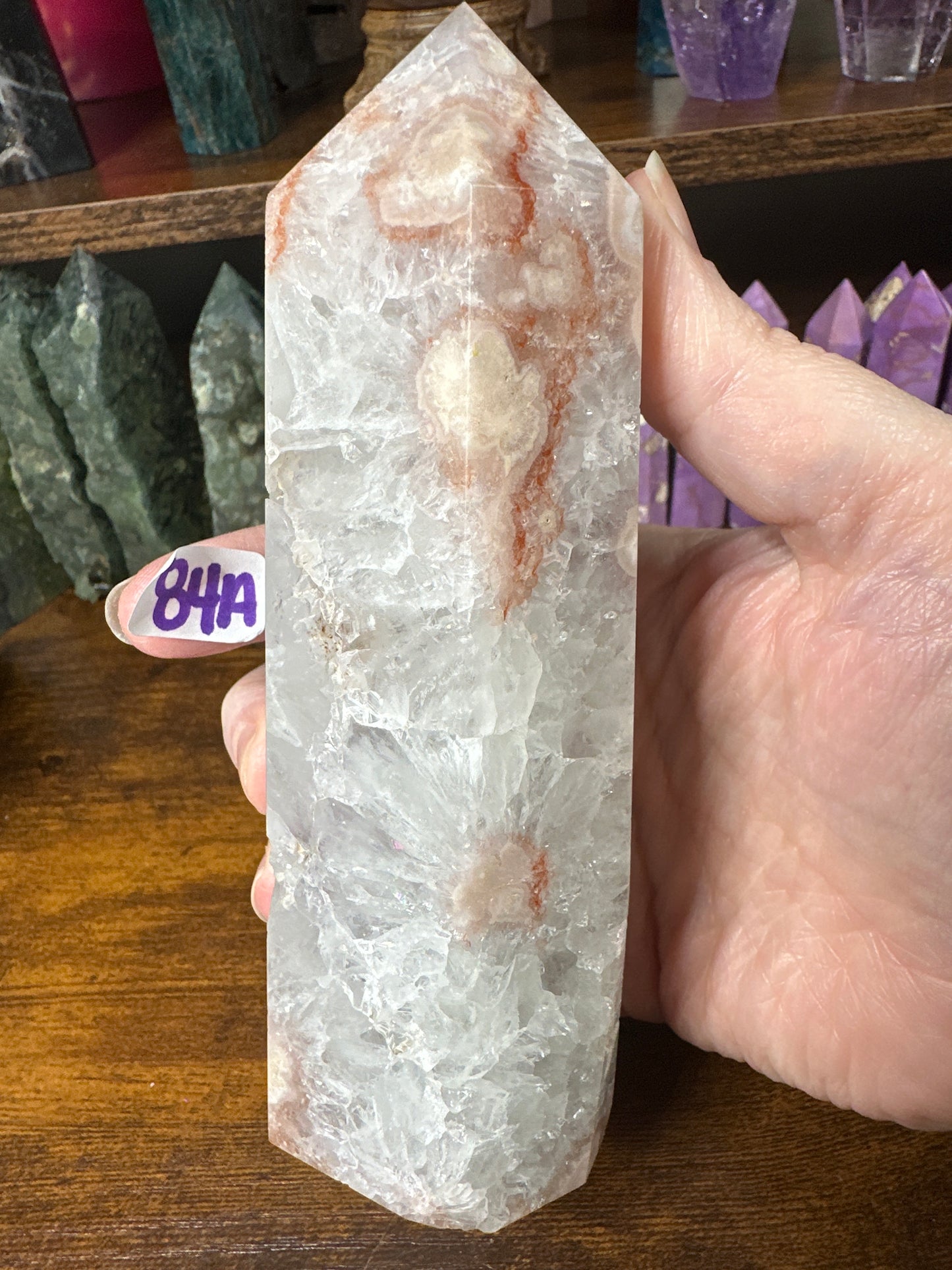Green Flower Agate Quartz Tower