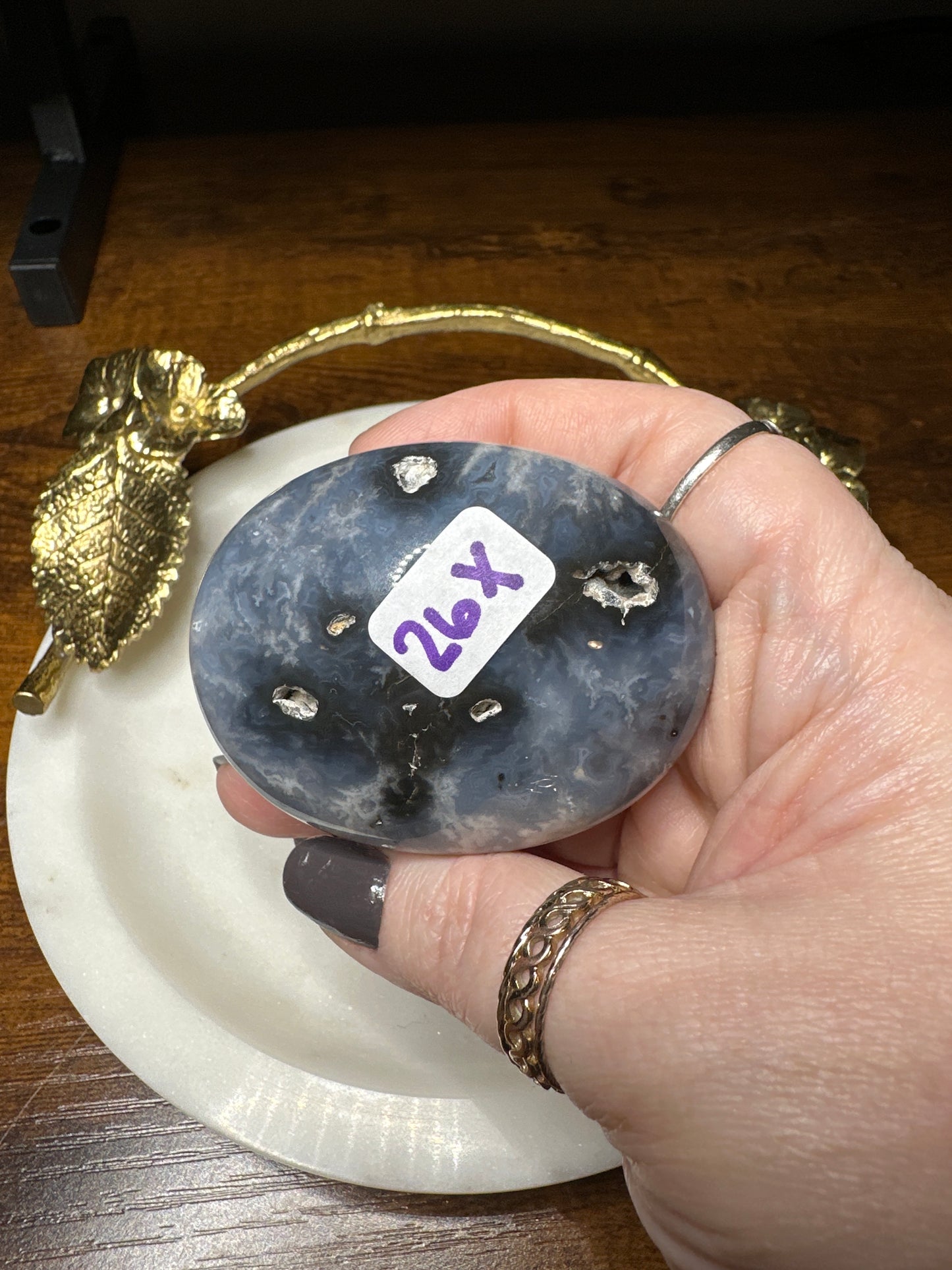 Blue Plume Agate Palm Stones