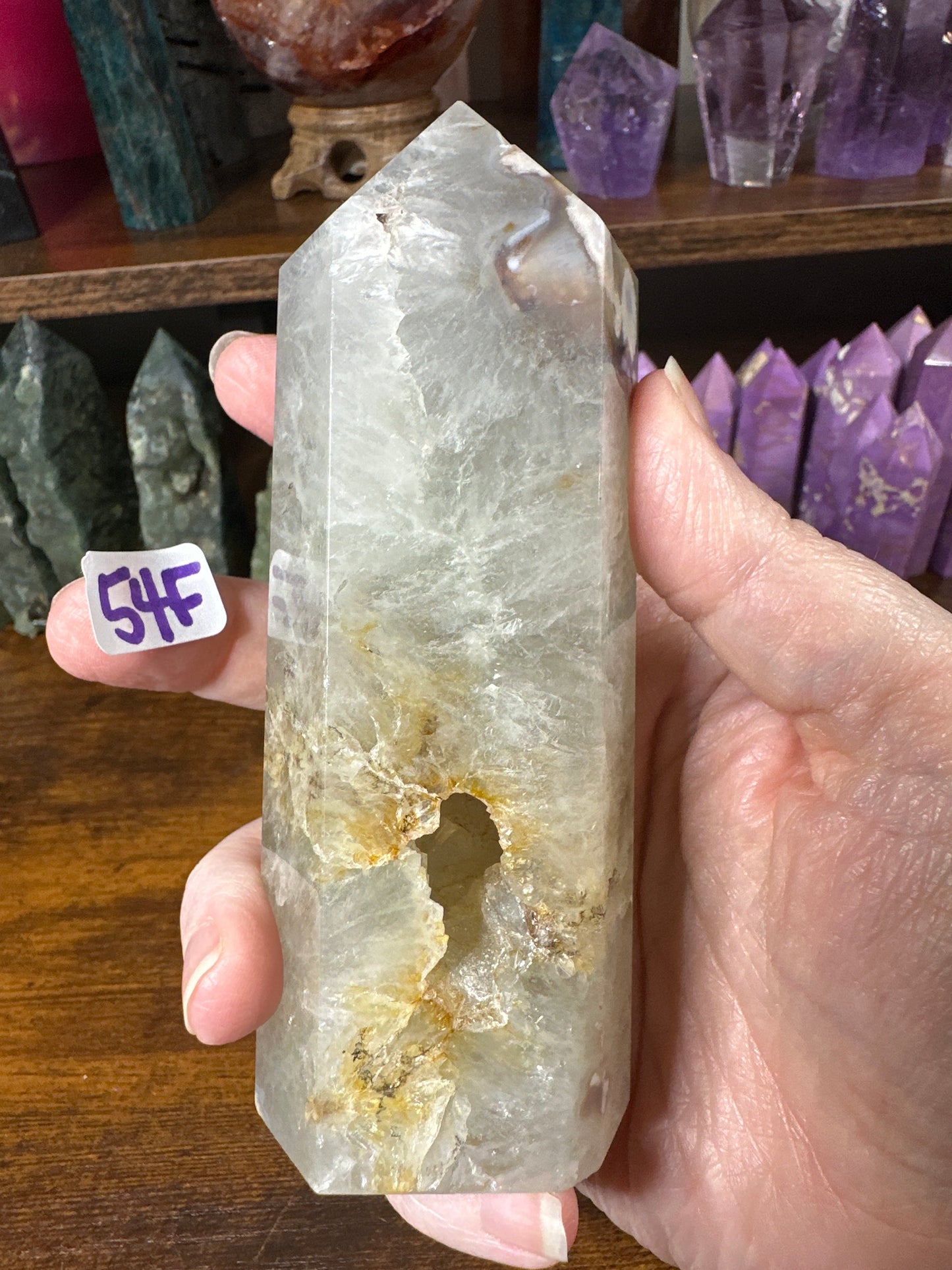 Green Flower Agate Quartz Tower