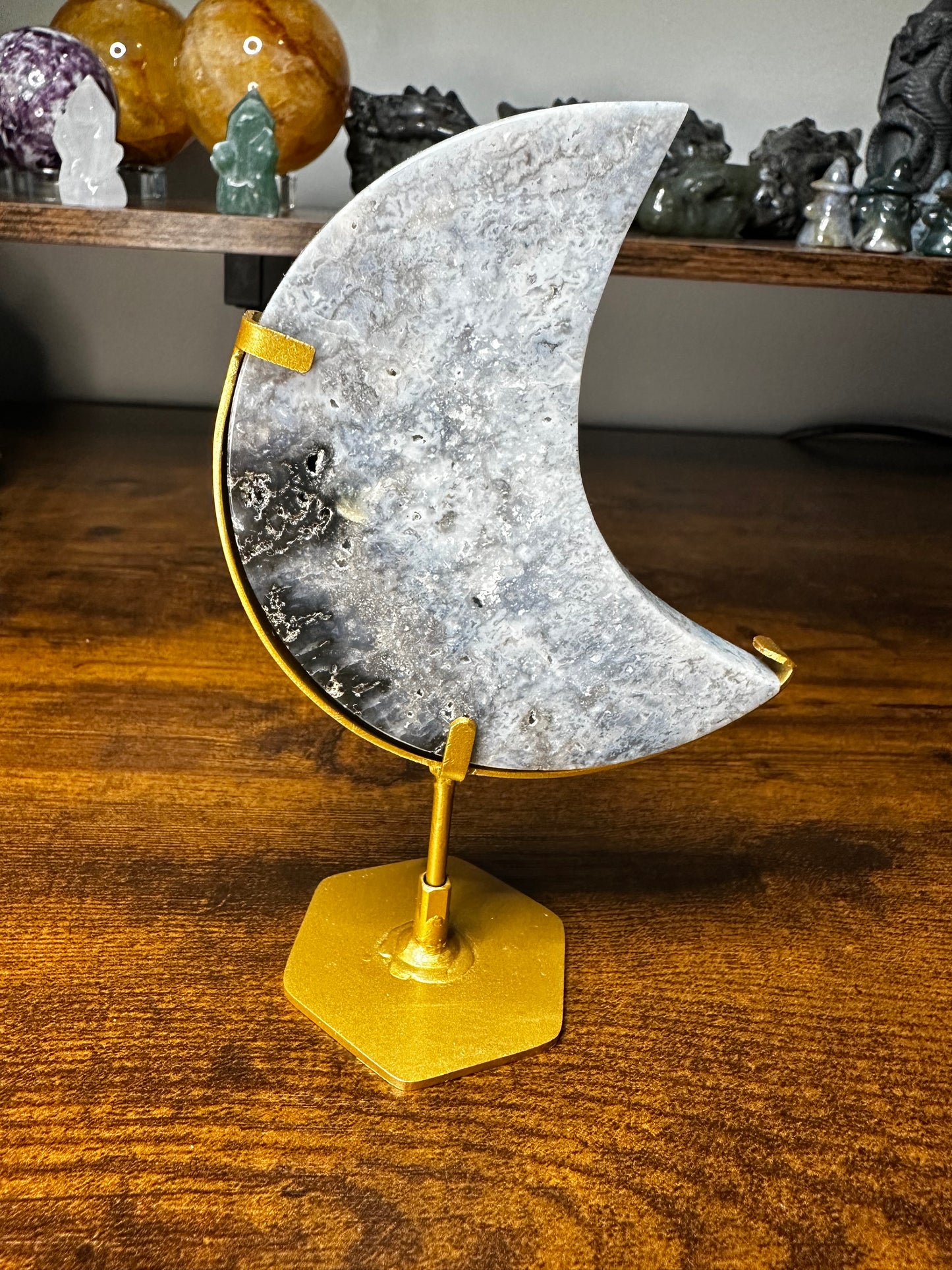 Blue Plume Agate Moon