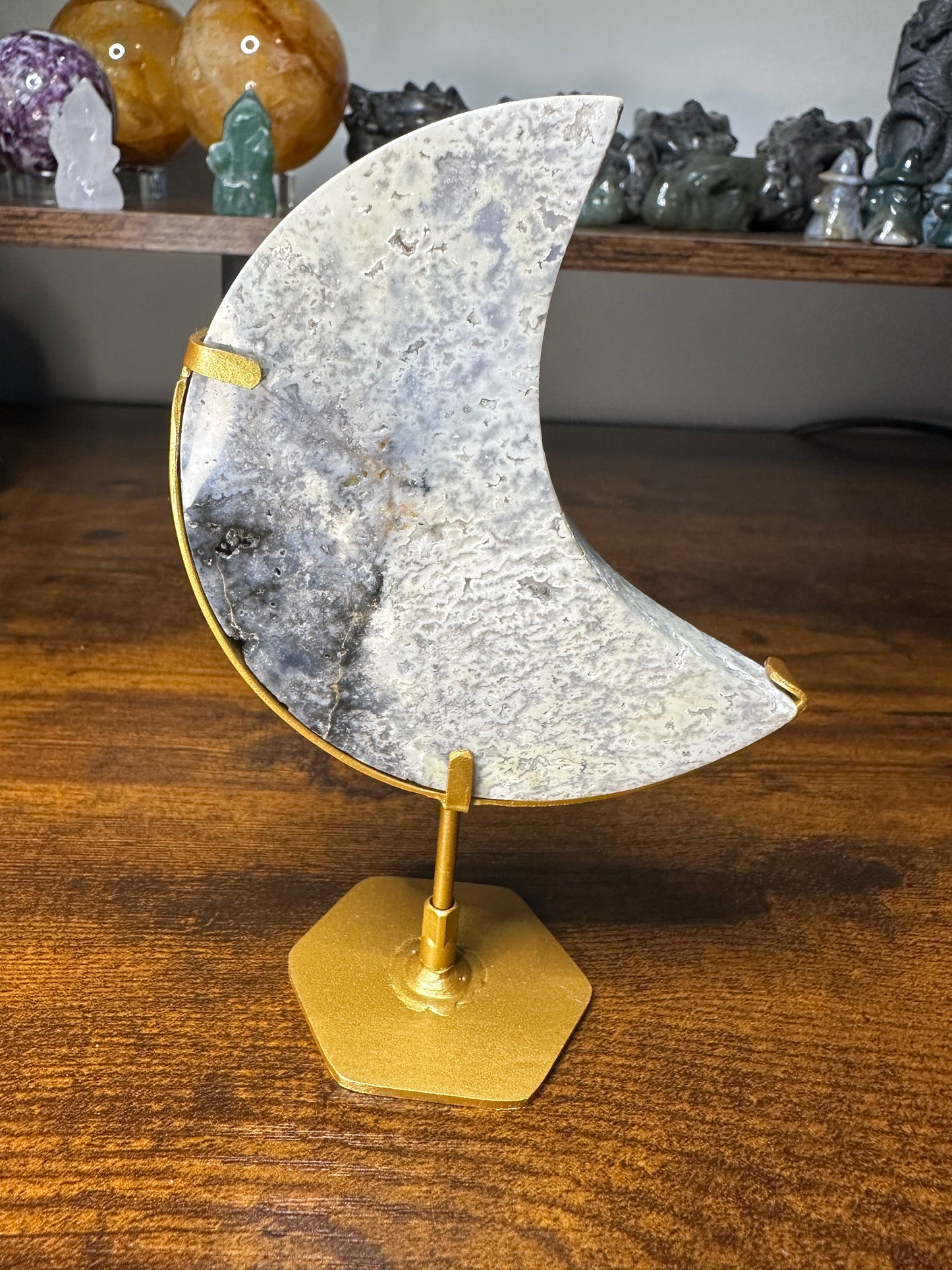 Blue Plume Agate Moon