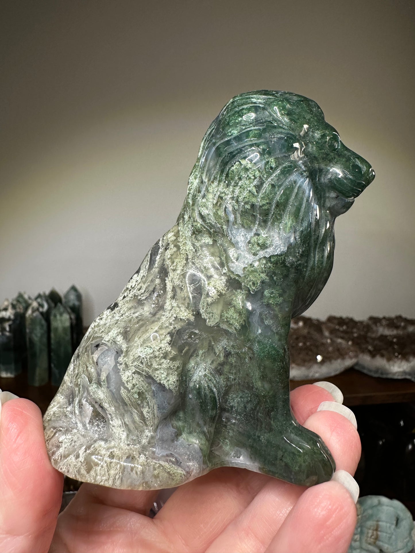 Moss Agate Lion