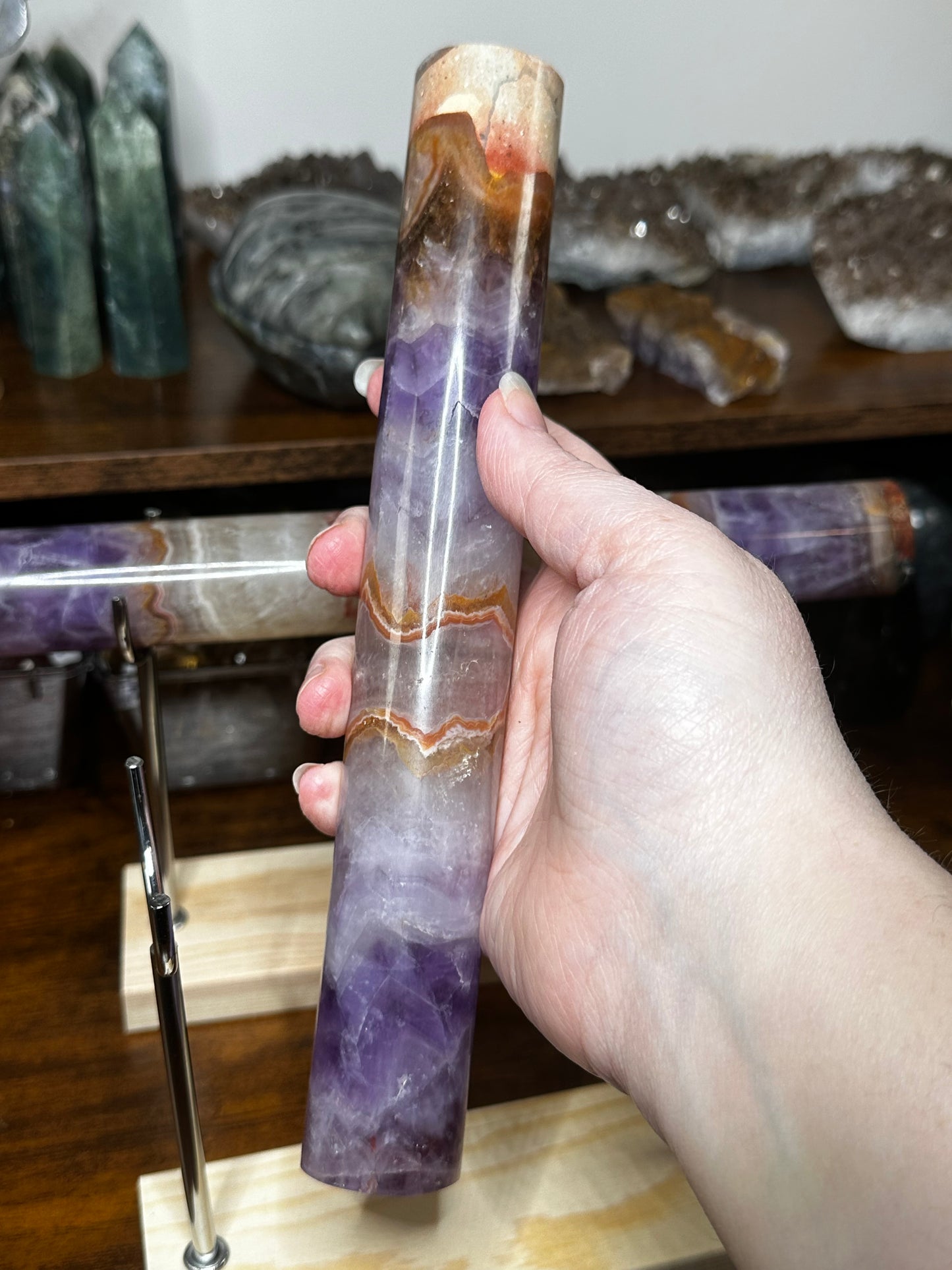 Amethyst + Crazy Lace Bracelet Holder