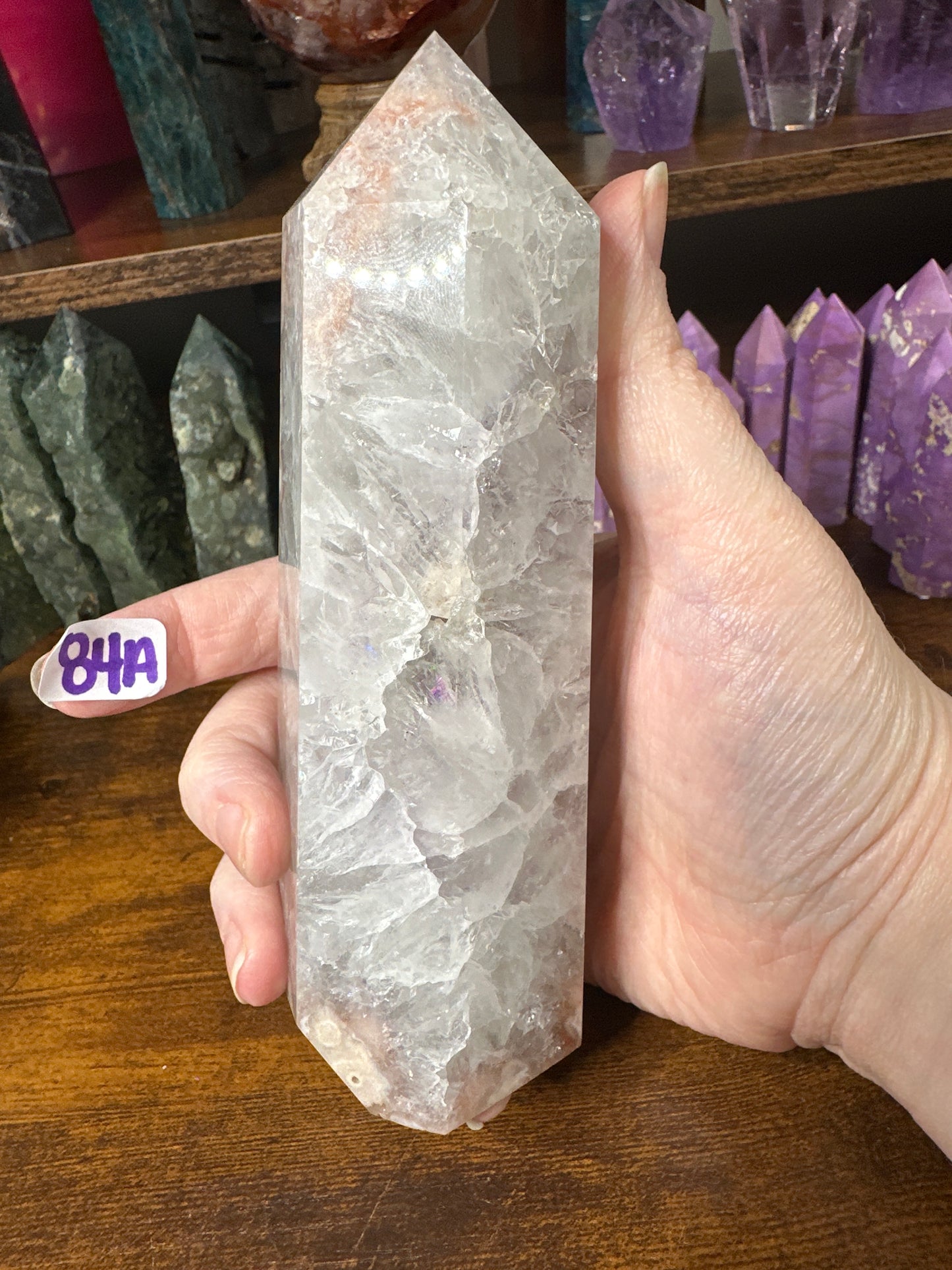 Green Flower Agate Quartz Tower