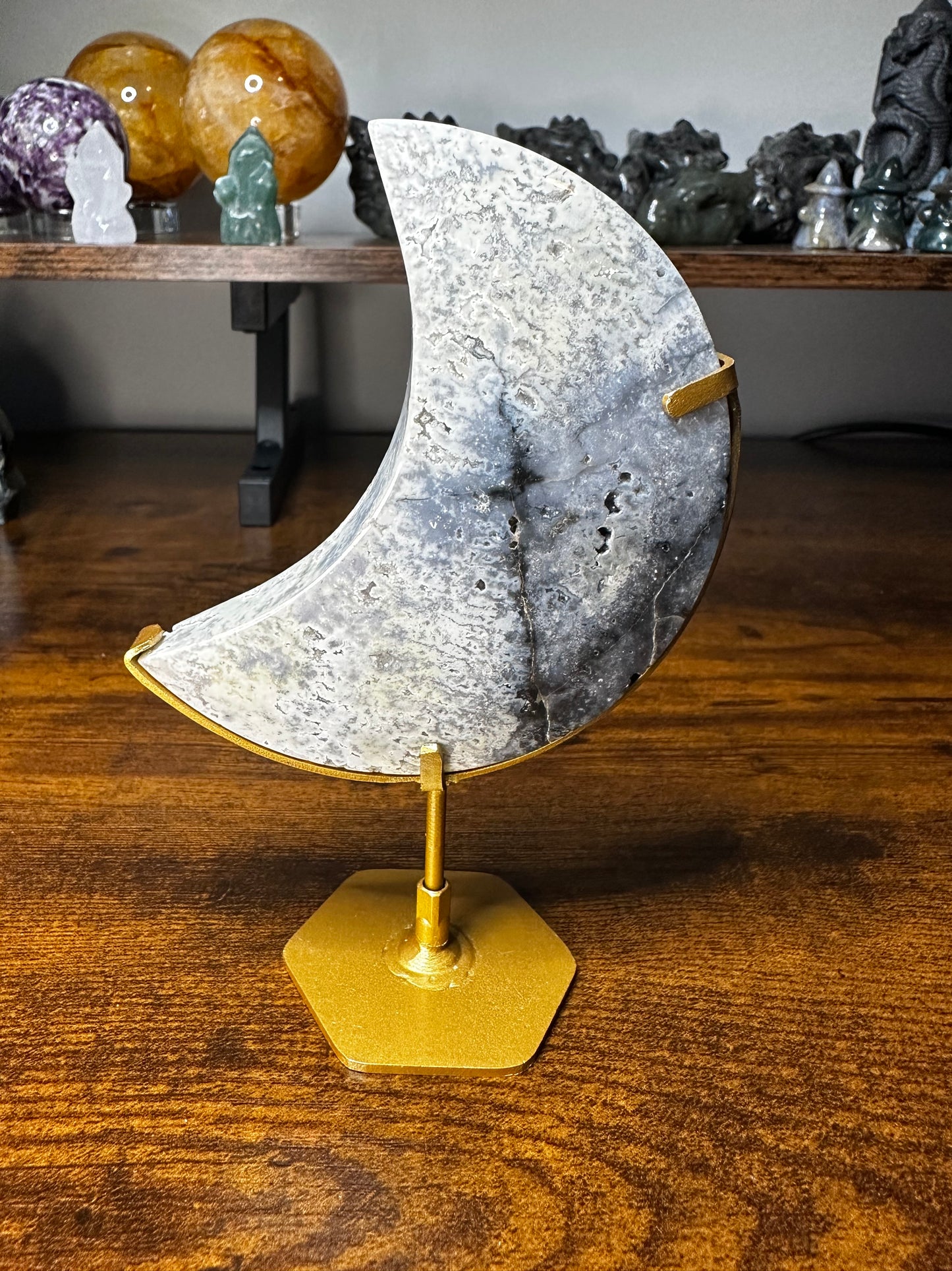 Blue Plume Agate Moon