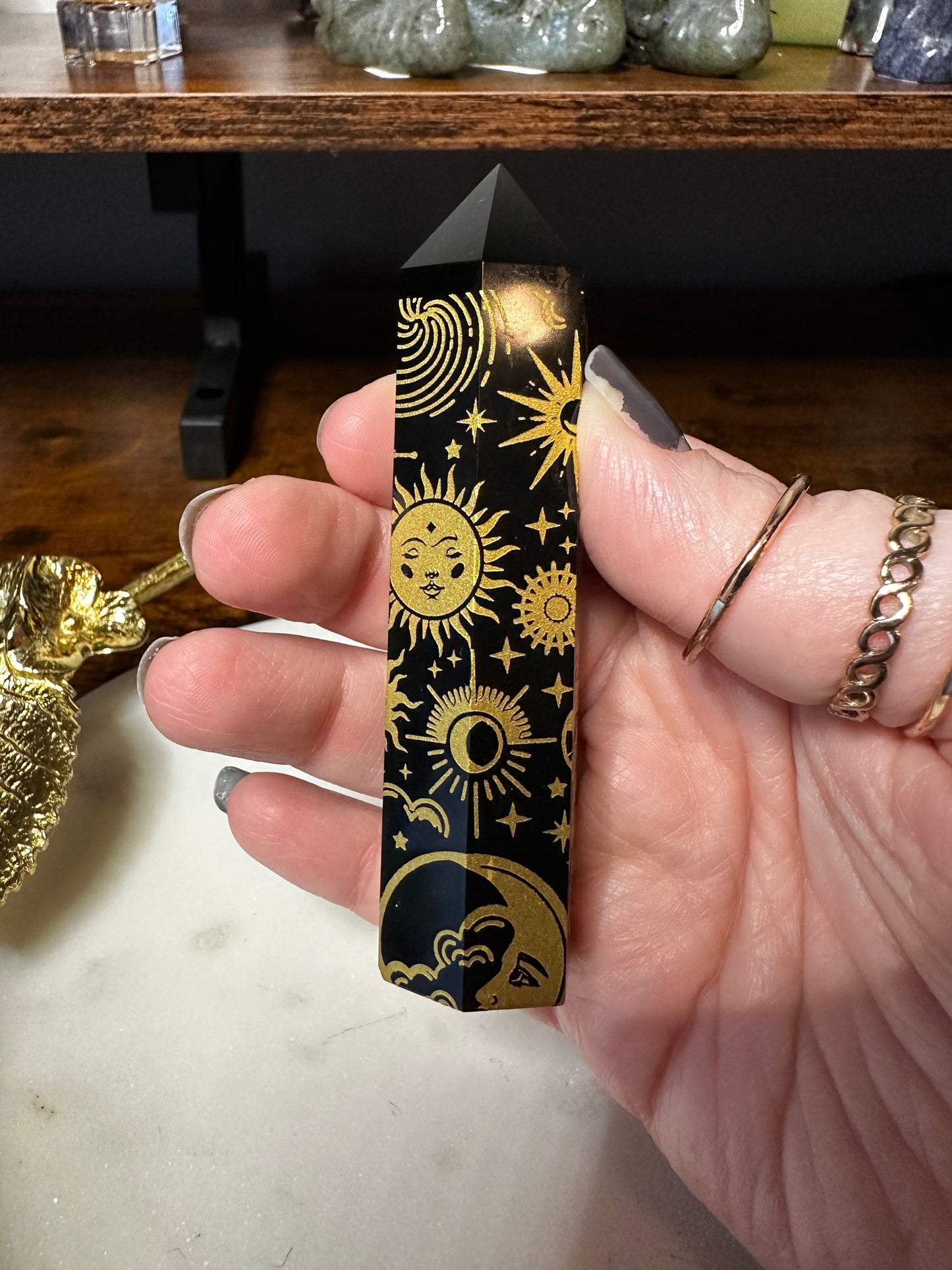 Laser Etched Obsidian Tower